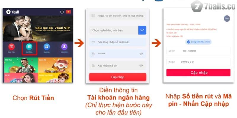 Hướng dẫn các bước rút tiền 7BALL nhanh chóng, dễ hiểu
